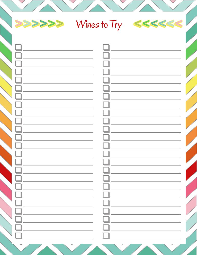 DIY Home Sweet Home Home Management Binder Wines list